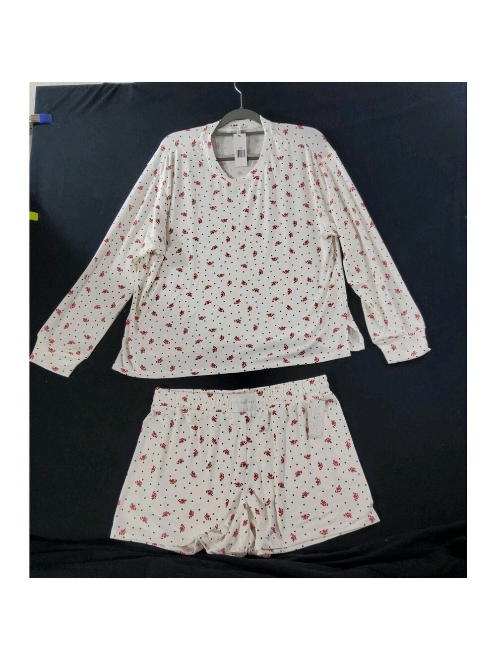 NWT PJ Salvage Long Sleeve Top & Boxer Shorts Pajamas Sz Large Ivory Flroral $85